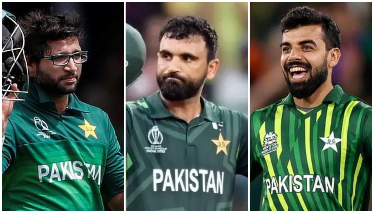 (From left to right) Pakistans Imam-ul-Haq, Fakhar Zaman and Shadab Khan.  — Reuters/AFP/File