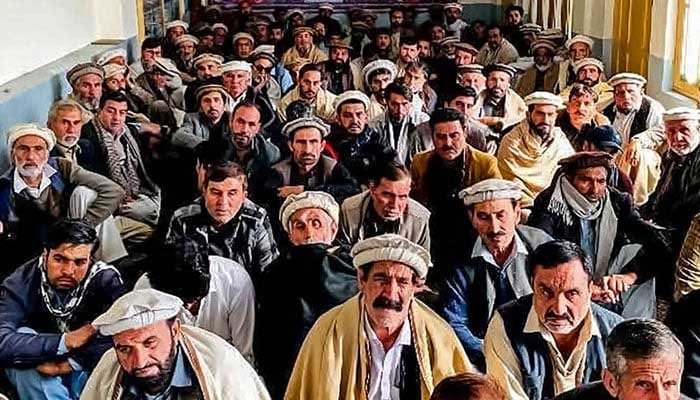 A representational image showing people gathered during a meeting at a mosque in Parachinar, Khyber Pakhtunkhwa on December 3, 2024. — AFP