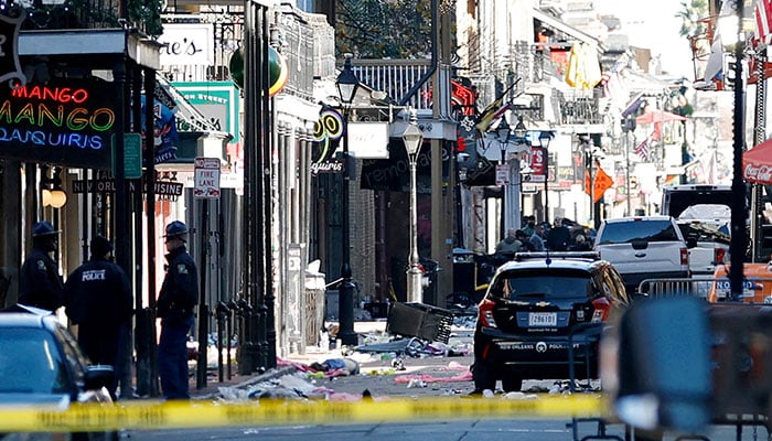 Debris is left along Bourbon Street after a pickup truck was driven into a large crowd in the French Quarter of New Orleans, Louisiana, US, January 1, 2025. — Reuters