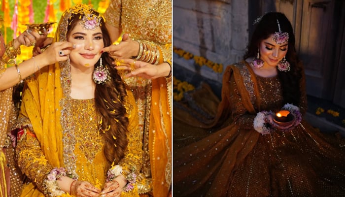 A combo of Neelum Muneer dressed in her Mayoun night dress looking radiant as ever. — X/@neelammuneerkhan