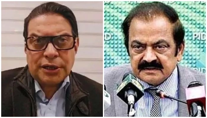 PTI Secretary-General Salman Akram Raja (left) and Adviser to PM on Political And Public Affairs Rana Sanaullah. — Screengrab/X/@salmanAraja/PID/File