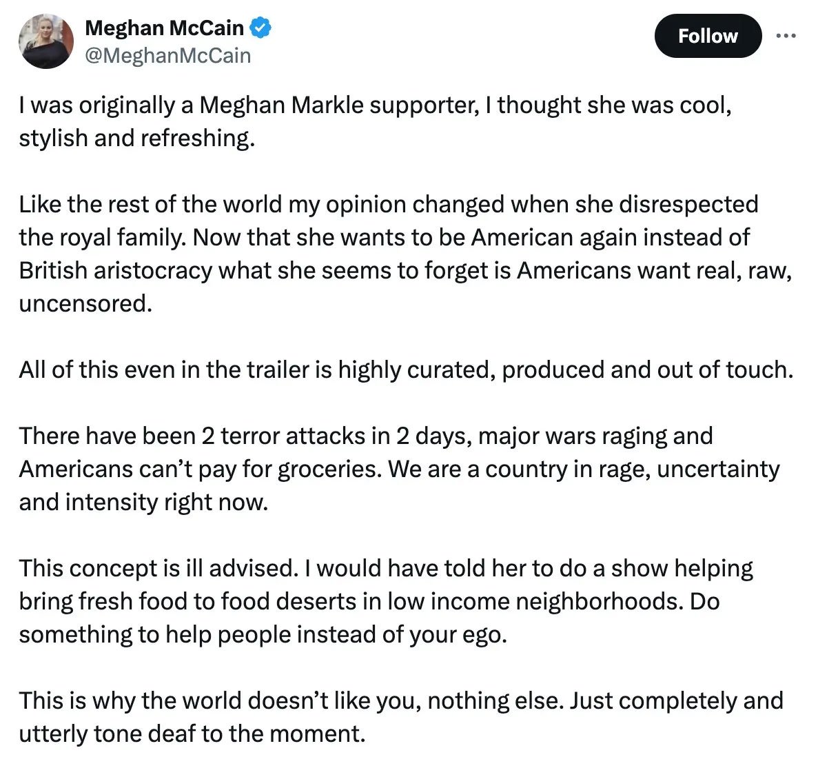 Meghan Markle hit with ‘out of touch claims: ‘People cant buy that