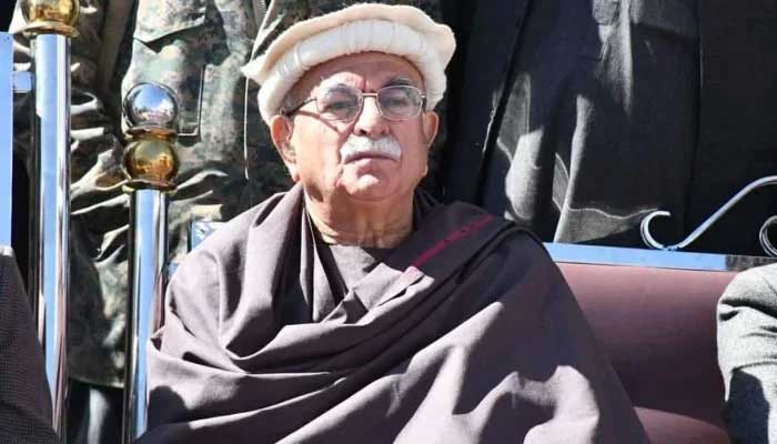 Pashtunkhwa Mili Awami Party (PkMAP) Chairman Mahmood Khan Achakzai is participating in a protest in Pishin against alleged rigging in the general elections 2024 on February 22, 2024. —@MKAchakzaiPKMAP/X