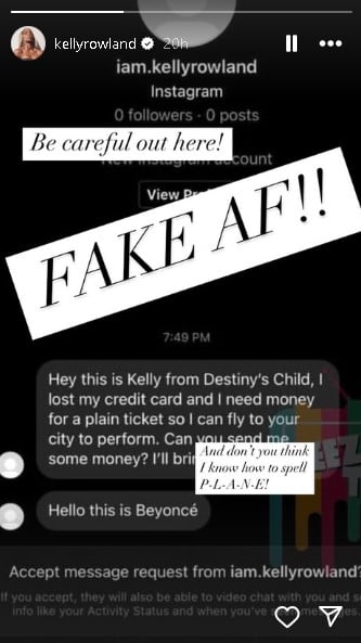 Kelly Rowland issues warning about online scammers