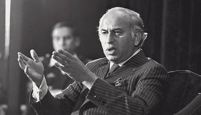 Former prime minister and Pakistan Peoples Party (PPP) founder Zulfiqar Ali Bhutto. — PID/File