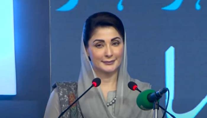 Punjab Chief Minister Maryam Nawaz addressing Honhaar Scholarship Programme ceremony in Sargodha, January 8, 2025. — Screengrab via YouTube/Geo News