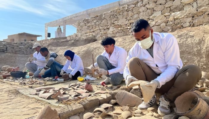 Archaeologists unearth pieces, near the Queen Hatshepsut Valley Temples in Deir El-Bahari on the Niles west bank in Luxor, Egypt, January 8, 2025. — Reuters