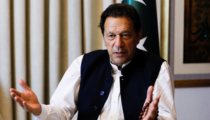 Former prime minister Imran Khan, gestures as he speaks with Reuters during an interview, in Lahore, March 17, 2023. — Reuters