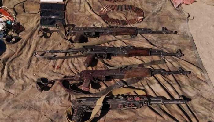 Weapons and ammunition recovered from the killed terrorists during intelligence based operation in Dera Ismail Khan, January 10, 2025. — ISPR