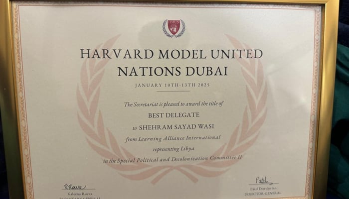 Pakistani youth wins big at Harvard Model United Nations conference