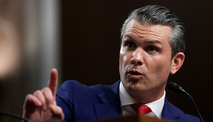 Pete Hegseth, US President-elect Donald Trumps nominee to be secretary of defence, testifies before a Senate Committee on Armed Services confirmation hearing on Capitol Hill in Washington, US on January 14, 2025. — Reuters