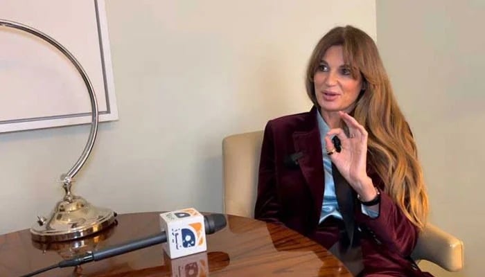 British screenwriter and film producer Jemima Goldsmith speaks during an interview with Geo.tv. — Geo News/File