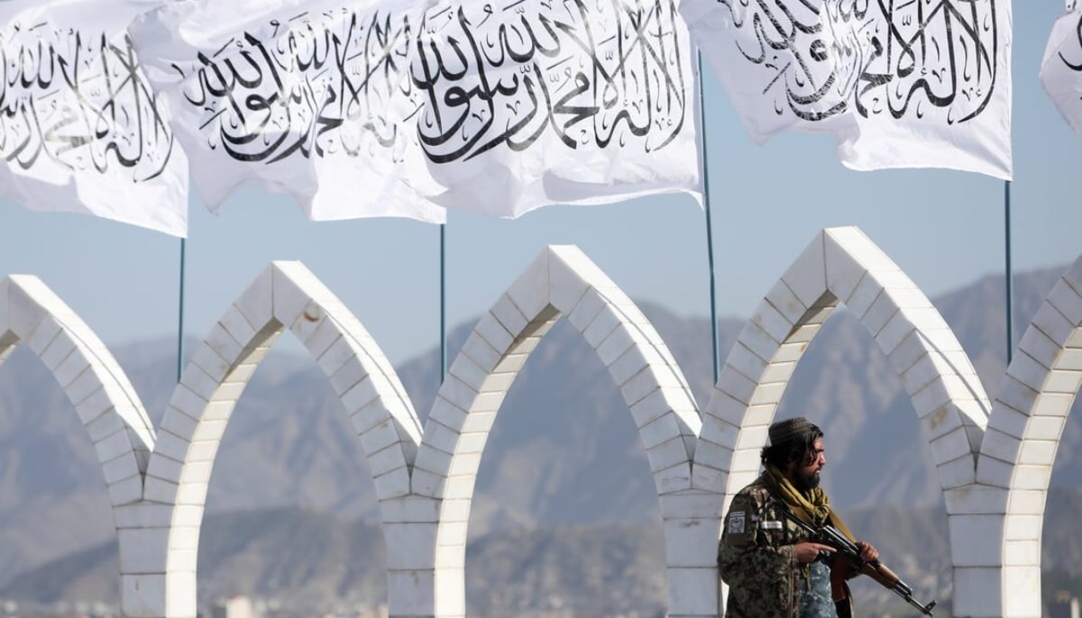 A Taliban fighter is seen at the Taliban flag-raising ceremony in Kabul, Afghanistan, March 31, 2022. — Reuters