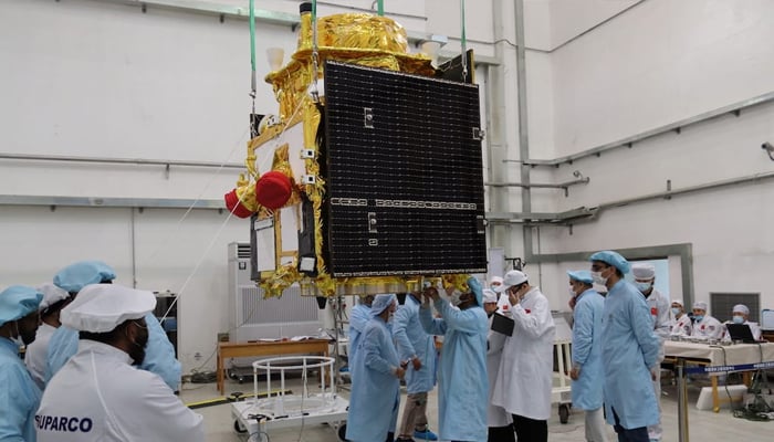 Engineers and staff of Suparco seen at the launch site of Electro Optical Satellite (EOS) from Jiuquan Satellite Launch Centre (JSLC). — Suparco