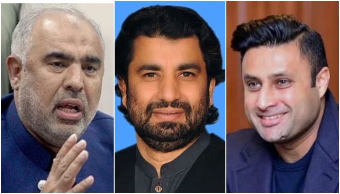 (From left to right) PTI leaders Asad Qaiser, Qasim Suri and Sayed Zulfikar Bukhari. — Facebook/ SardarAyazSadiq/ sayedzulfikarbukhari/NA website/File