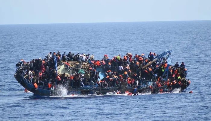 A fishing trawler crammed with migrants captured while capsizing in the Mediterranean Sea near Greek coast in 2023. — Reuters