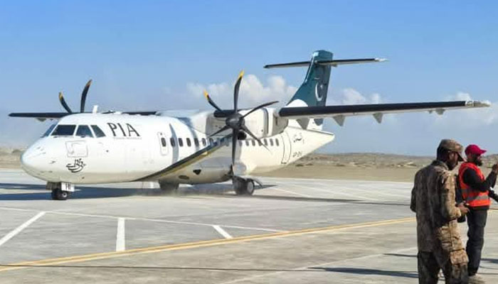 PIA flight PK-503 lands at New Gwadar International Airport on January 20, 2025. — PAA