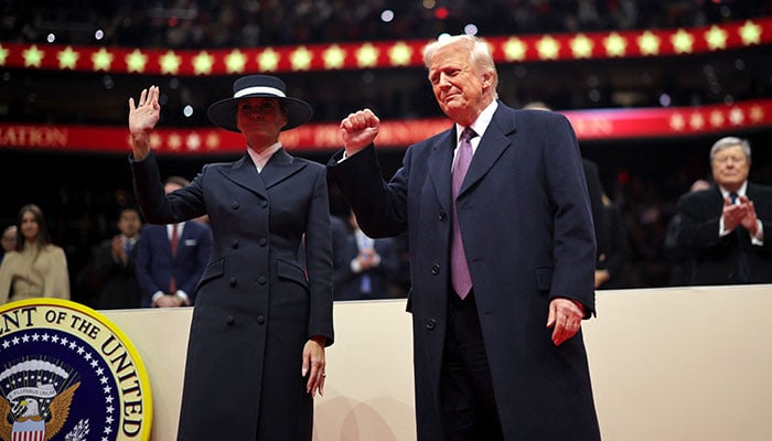 US President Donald Trump and first lady Melania Trump attend the inaugural parade inside Capital One Arena on the inauguration day of his second presidential term, in Washington, U.S. January 20, 2025. — Reuters