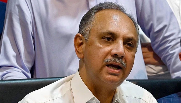 Omar Ayub Khan, leader of the opposition in the National Assembly, addresses the media during a press conference in Islamabad on July 15, 2024. — AFP