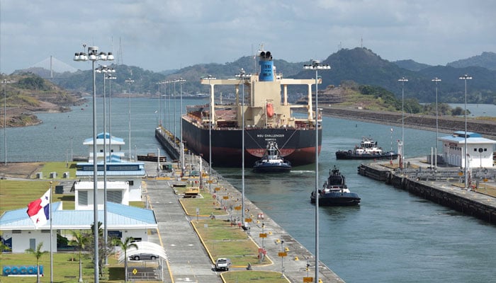 Monrovia NSU CHALLENGER bulk carrier transits the expanded canal through Cocoli Locks at the Panama Canal, on the outskirts of Panama City, Panama April 19, 2023. — Reuters