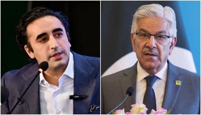 PPP Chairman Bilawal Bhutto-Zardari (left) and Defence Minister Khawaja Asif. —  Facebook/@Bilawalhouse/AFP/File