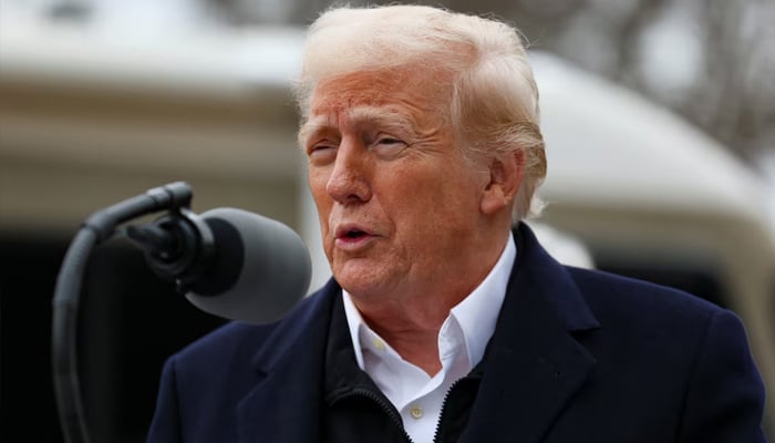 US President Donald Trump speaks as he tours areas devastated by Hurricane Helene to assess recovery efforts in Swannanoa, North Carolina, US, January 24, 2025. — Reuters