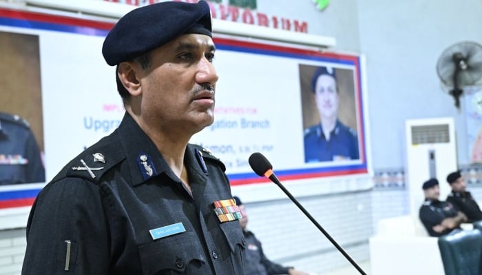 Sindh Inspector General Ghulam Nabi Memon addressing an event in Karachi on October 17, 2024. —Sindh Police website