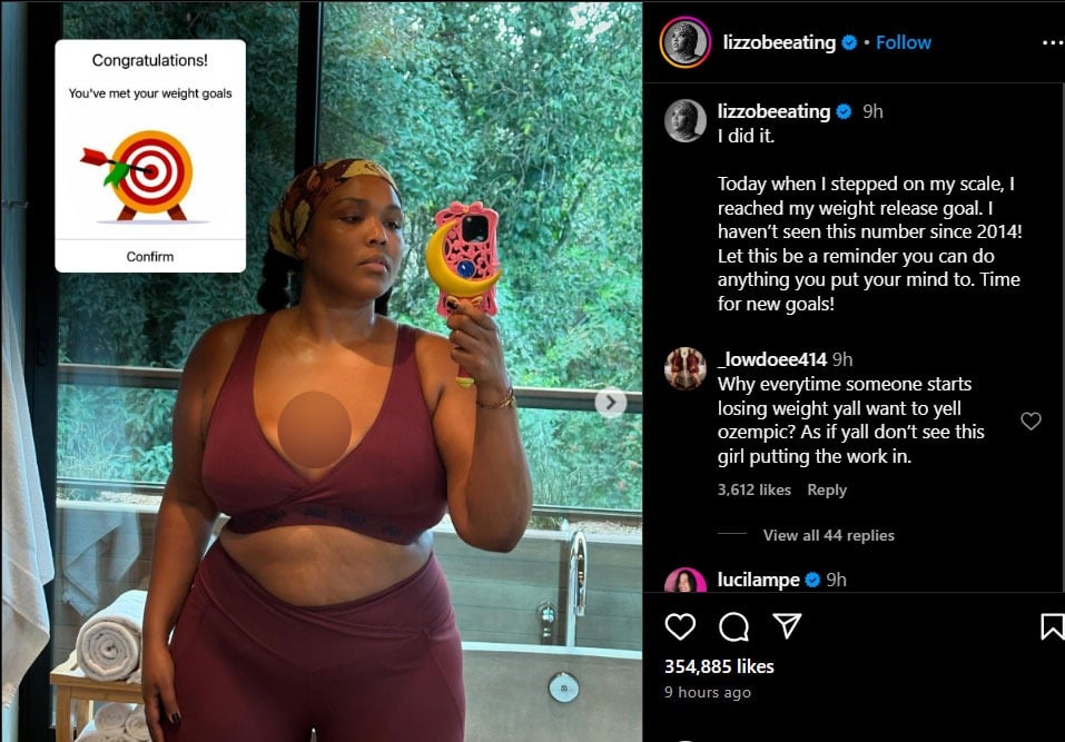 Lizzo achieves major milestone in her weight loss journey