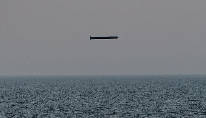 A missile flies during what state media KCNA says is a test of a strategic cruise missile, at an undisclosed location, January 25, 2025, in this photo released January 26, 2025. — Reuters