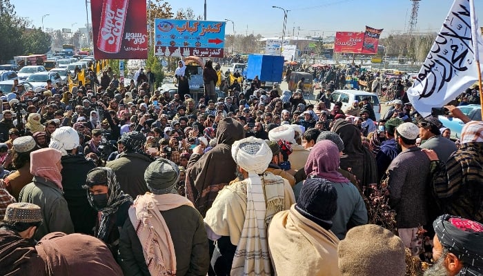 Taliban supporters gather during a protest against the International Criminal Court (ICC) in Ghazni on January 26, 2025. — AFP