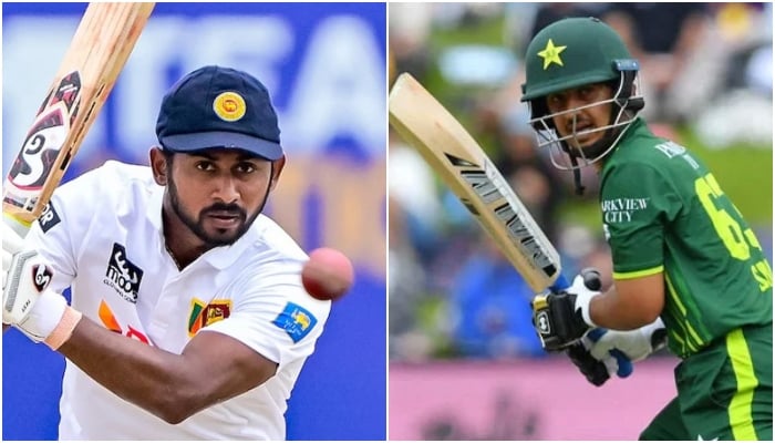 Sri Lankan Test cricketer Kamindu Mendis (left) and Pakistan opener Saim Ayyub. - AFP/file