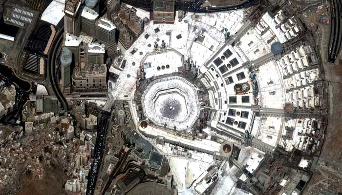 A satellite image shows an overview of Grand Mosque during the annual Hajj pilgrimage, in Makkah, Saudi Arabia, June 16, 2024. — Reuters