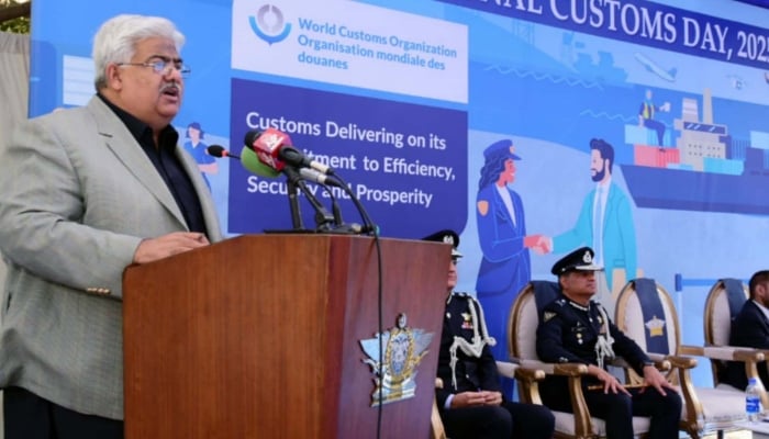 FBR Chairman Rashid Mahmood Langrial speaks during ceremony in connection of the International Customs Day 2025, held at Old Custom House in Karachi on Sunday, January 26, 2025. — PPI