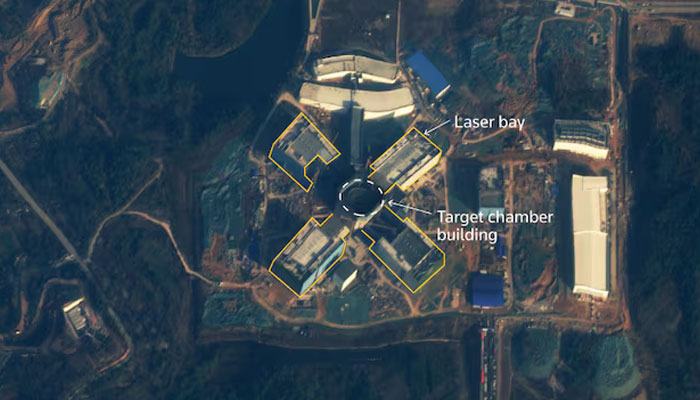 A satellite photo shows a new large-scale laser fusion research center in Mianyang, China. — Reuters