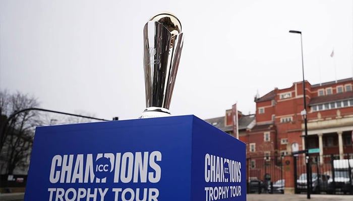 ICC Mens Champions Trophy 2025 is on display during England tour. — Facebook/@iccchampionstrophy2025