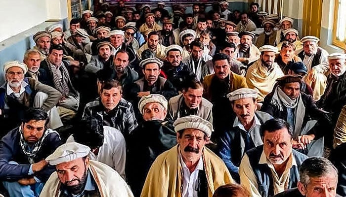 A representational image showing people gathered during a meeting at a mosque in Parachinar, Khyber Pakhtunkhwa. — AFP/File