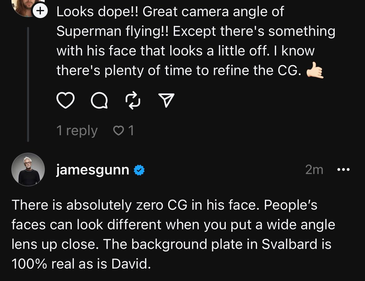 James Gunn sets the record straight on Superman face debate