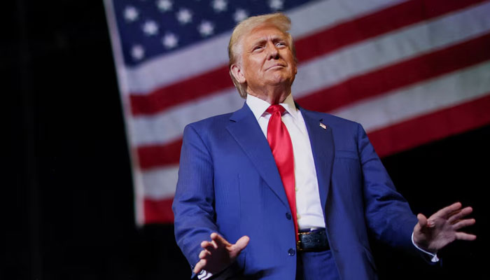 US President Donald Trump gestures during a rally in Novi, Michigan, US October 26, 2024. — Reuters