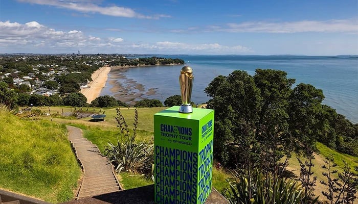 Trophy 2025 ICC Mens Champions Tophy 2025 displays during the New Zealand tour. - Facebook/@iCCCHAMPIOSTROPHY2025