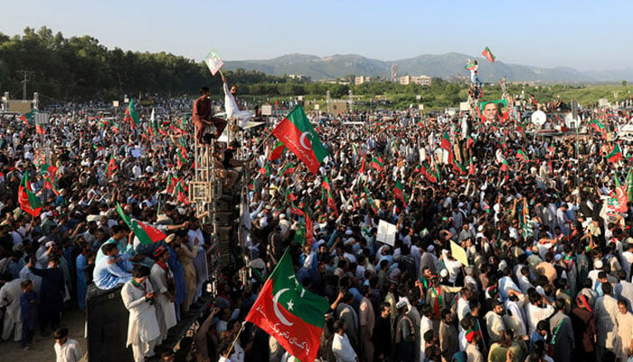 PTI workers attend a party rally on September 8, 2024. — Reuters