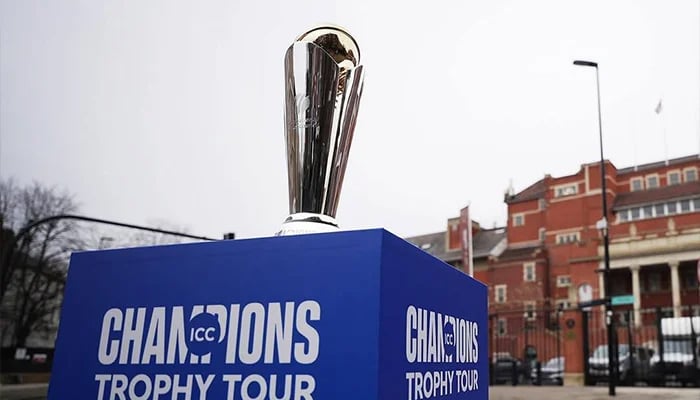 ICC Mens Champions Trophy 2025 on display during England tour. — Facebook/@iccchampionstrophy2025