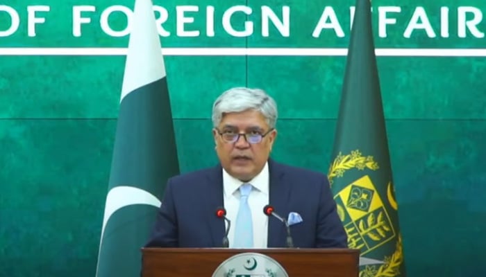 Foreign Office Spokesperson Shafqat Ali Khan addresses weekly press briefing on January 30, 2025. — Screengrab via YouTube/@ForeignOfficePk