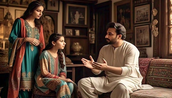 A representational image of a Pakistani family. —Meta AI