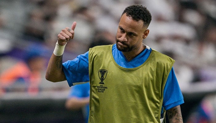 Neymar's gestures during the Asian Champions League match between Al Ain and Al Higal at Haza Bin Zayed Stadium, Al UAE on October 21, 2024. - Reuters