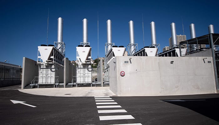 A photograph taken on July 8, 2020 shows generators of the new MRS3 Interxion datacenter, in Marseille harbour, southern France. — AFP