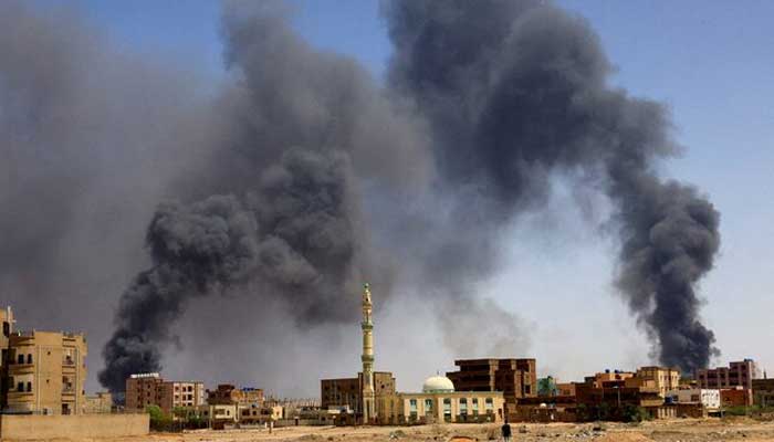 Smoke rises above buildings after aerial bombardment, during clashes between the paramilitary Rapid Support Forces and the army in Khartoum North, Sudan, May 1, 2023. — Reuters