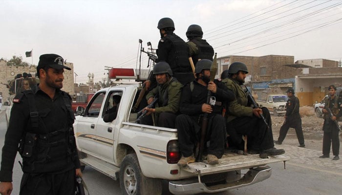 An undated image showing Levies personnel travelling on a vehicle at an undisclosed location. — Reuters/File