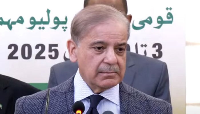 Prime Minister Shehbaz Sharif addresses launching ceremony of anti-polio campaign for the year 2025 on February 2, 2025. — YouTube/Geo News/Screengrab