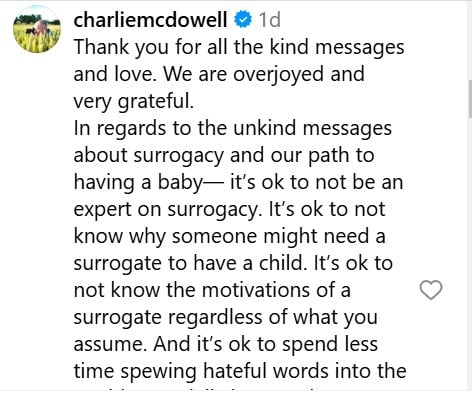 Lily Collins husband Charlie McDowell shuts down surrogacy critics