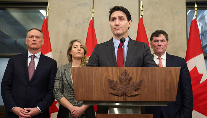 Canadas PM Justin Trudeau speaks during a press conference while responding to US President Donald Trumps orders to impose 25% tariffs on Canadian imports, in Ottawa, Ontario, Canada on February 1, 2025. — Reuters